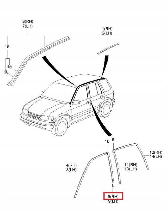 moulding windows left front KIA SPORTAGE 95-02 / 0K01958982A