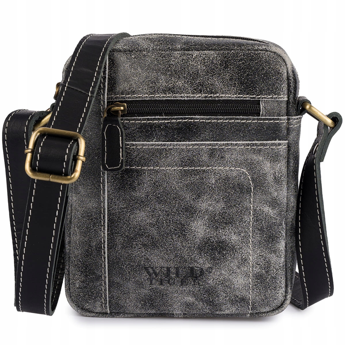 Kožená kabelka přes rameno pro muže s kapsami Wild Tiger černá