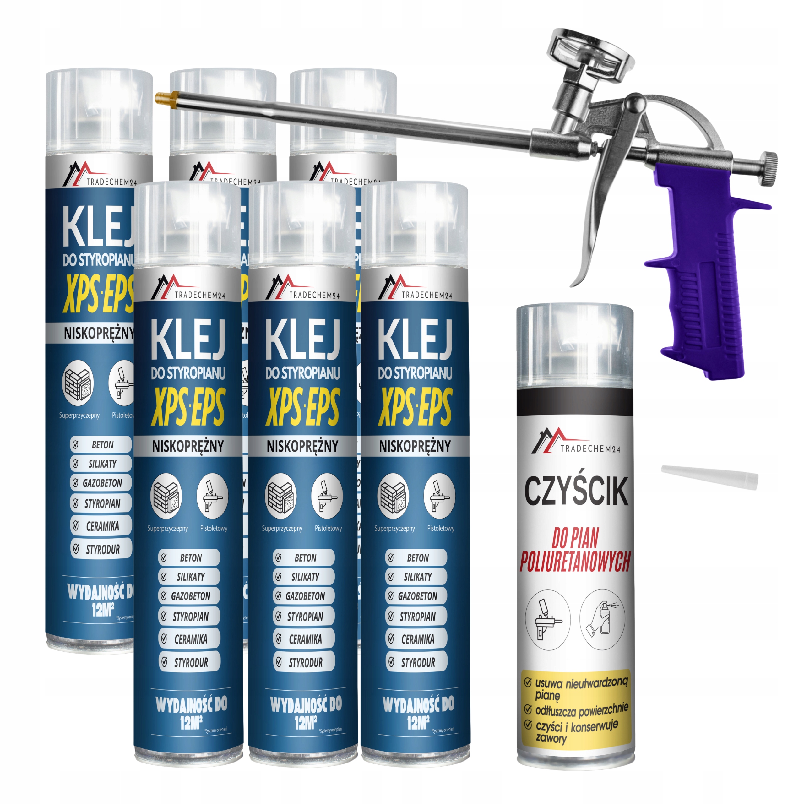 Pěnové Lepidlo Na Polystyren, Pěnové Lepidlo 6 Ks Čistič Pěny Pistole