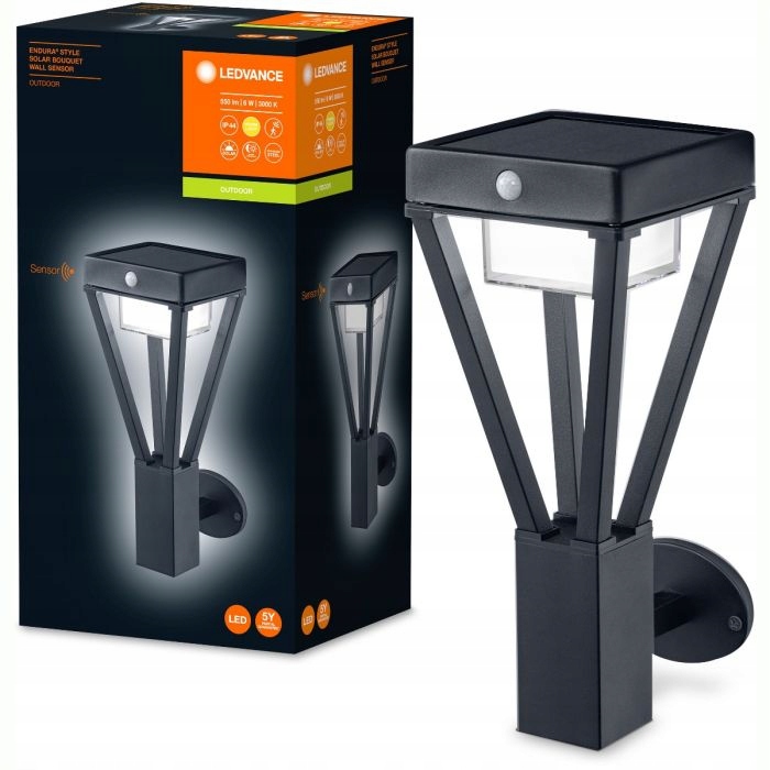 Ledvance Solárne záhradné nástenné svietidlo s pohybovým senzorom 6 W