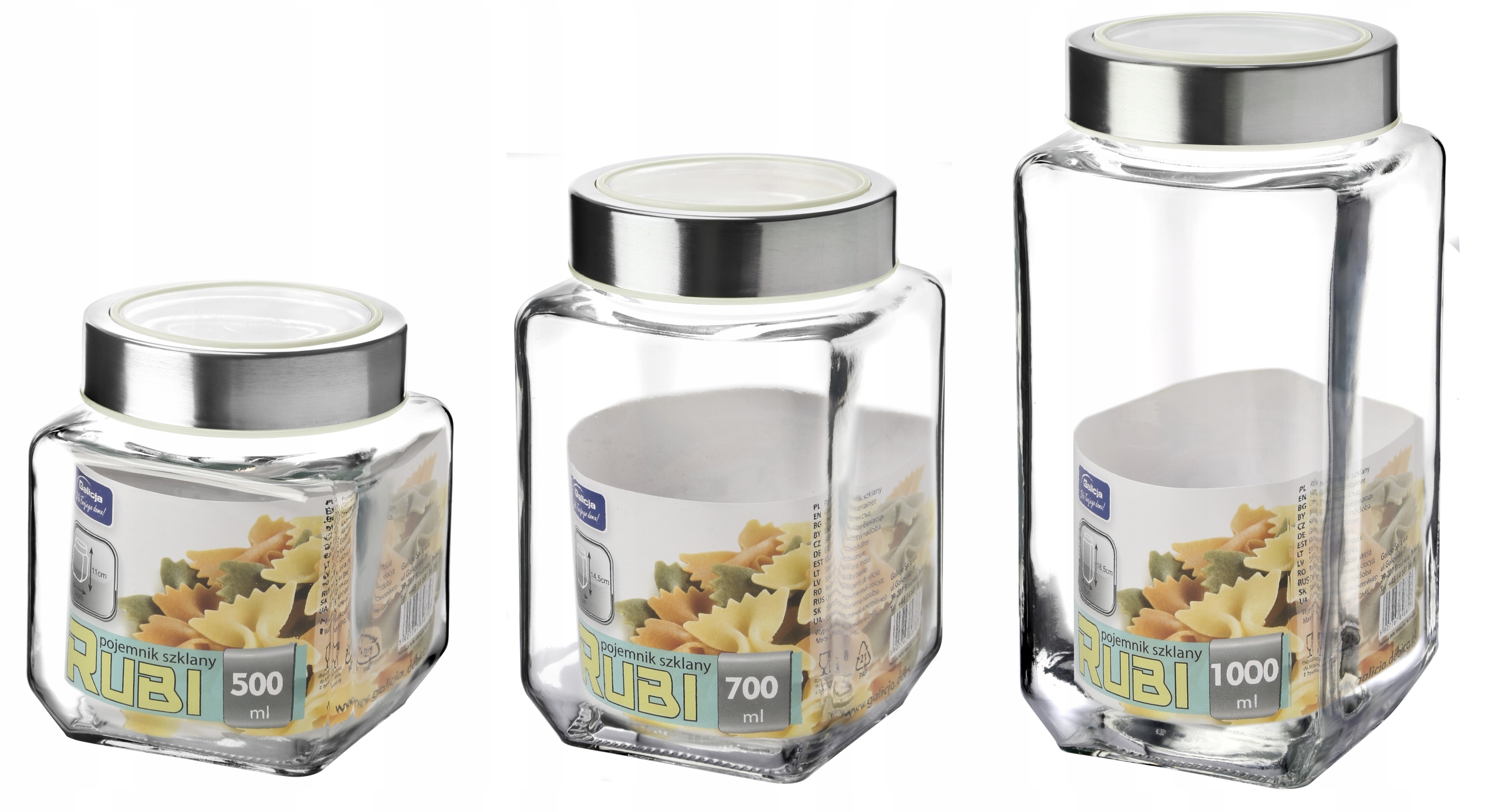 POJEMNIK KUCHENNY SZKLANY RUBI 1000ML BIAŁY GALICJ Kod producenta 27007