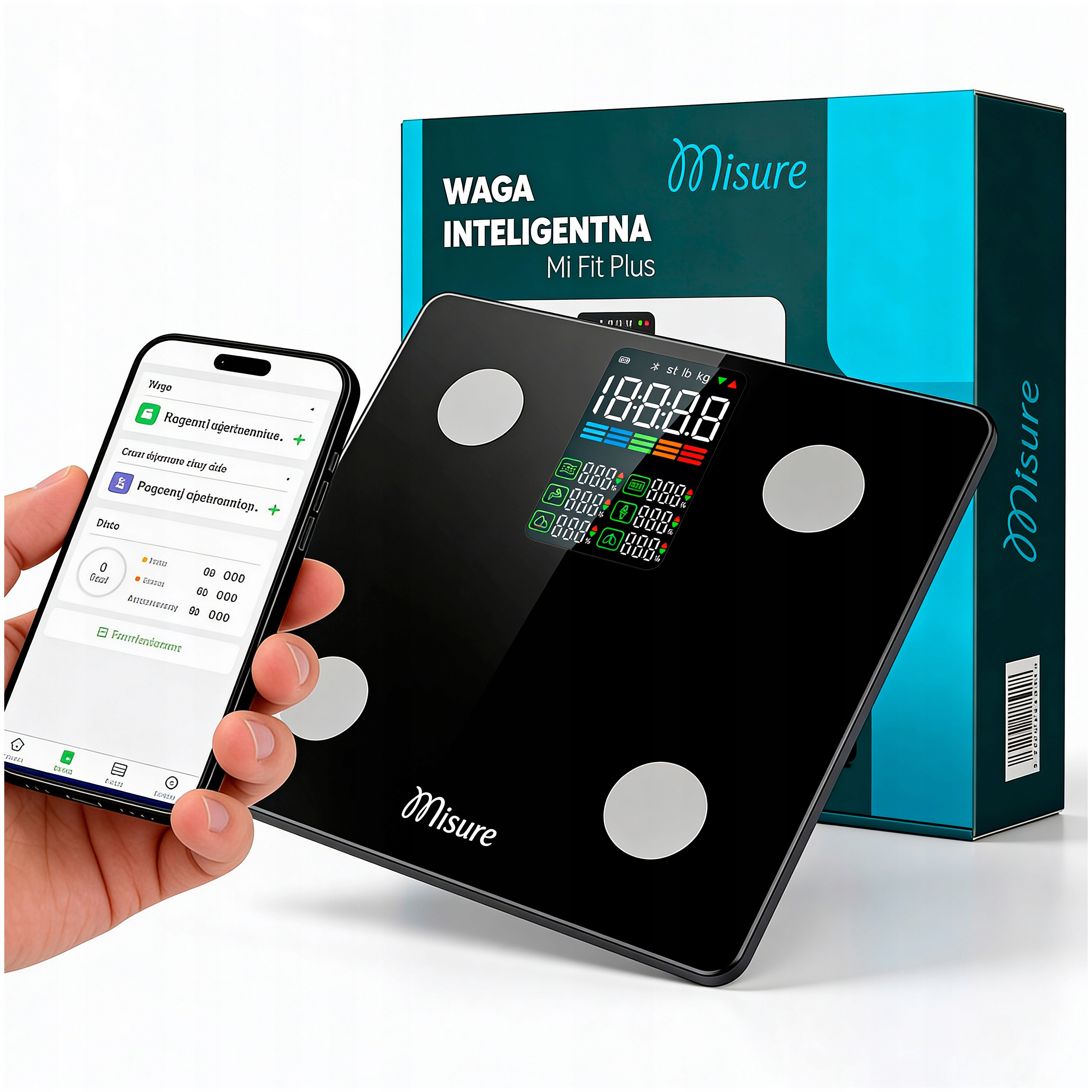 Waga Łazienkowa Elektroniczna Analityczna Czarna Do 226 Kg Aplikacja Polska