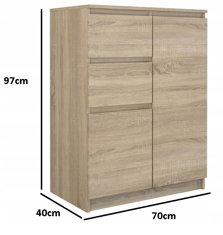 KOMODA SZAFKA 2D2S - DĄB SONOMA Wysokość mebla 97 cm