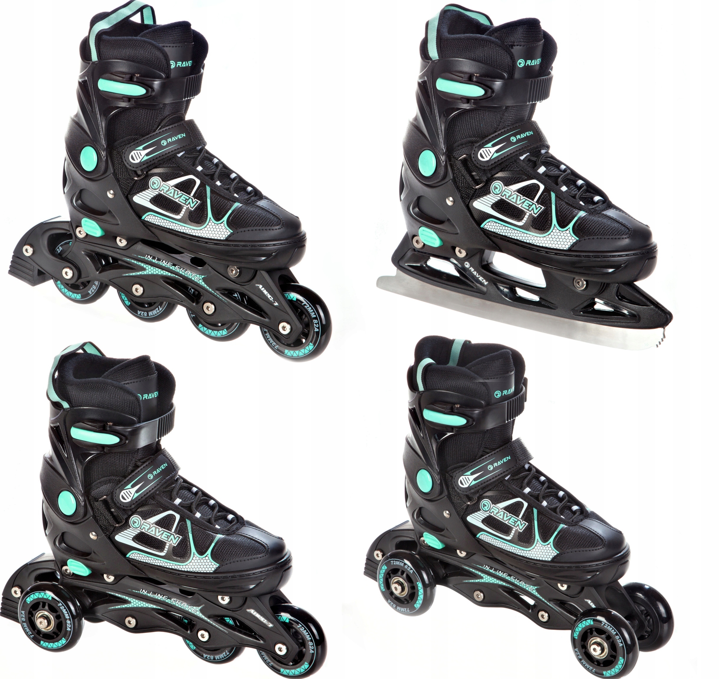 

Rolki Łyżwy 4w1 Raven Spirit Black/Mint 40-43