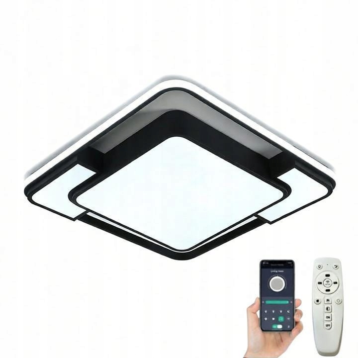 Stropná Lampa Stropné Svietidlo Led So Stmievateľným Pilotom Čierny Štvorec Do Obývačky