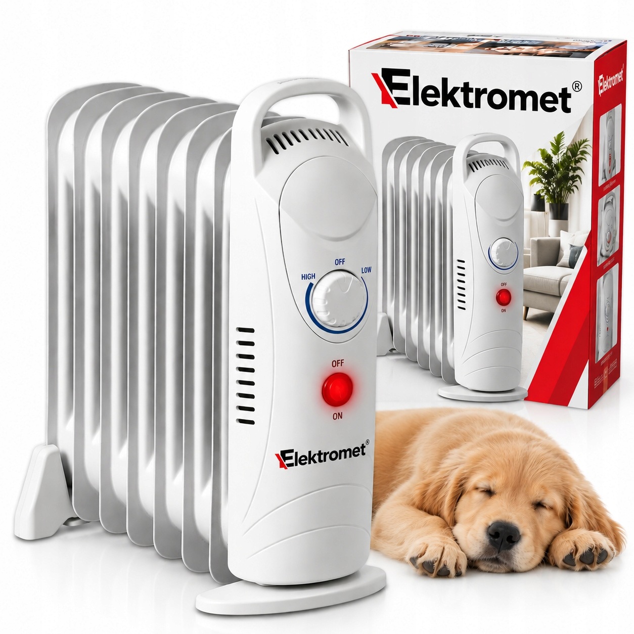 Olejový radiátor 7 žeber na olej 800W elektrický žebrový Do Koupelny