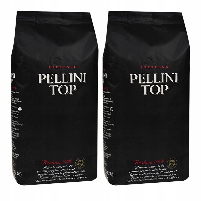 Kawa Pellini Top ziarnista 1kg x2 100 % Arabica Włoska oryginalna 2 opak