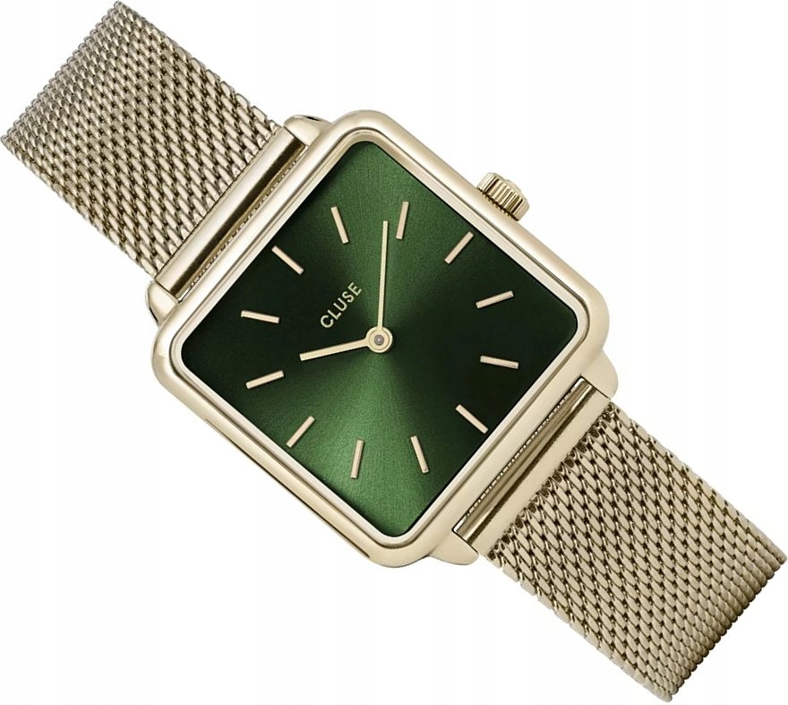Dámské Hodinky Cluse CW0101207013 Čtvercové Zlaté Se Zeleným Ciferníkem 29 mm