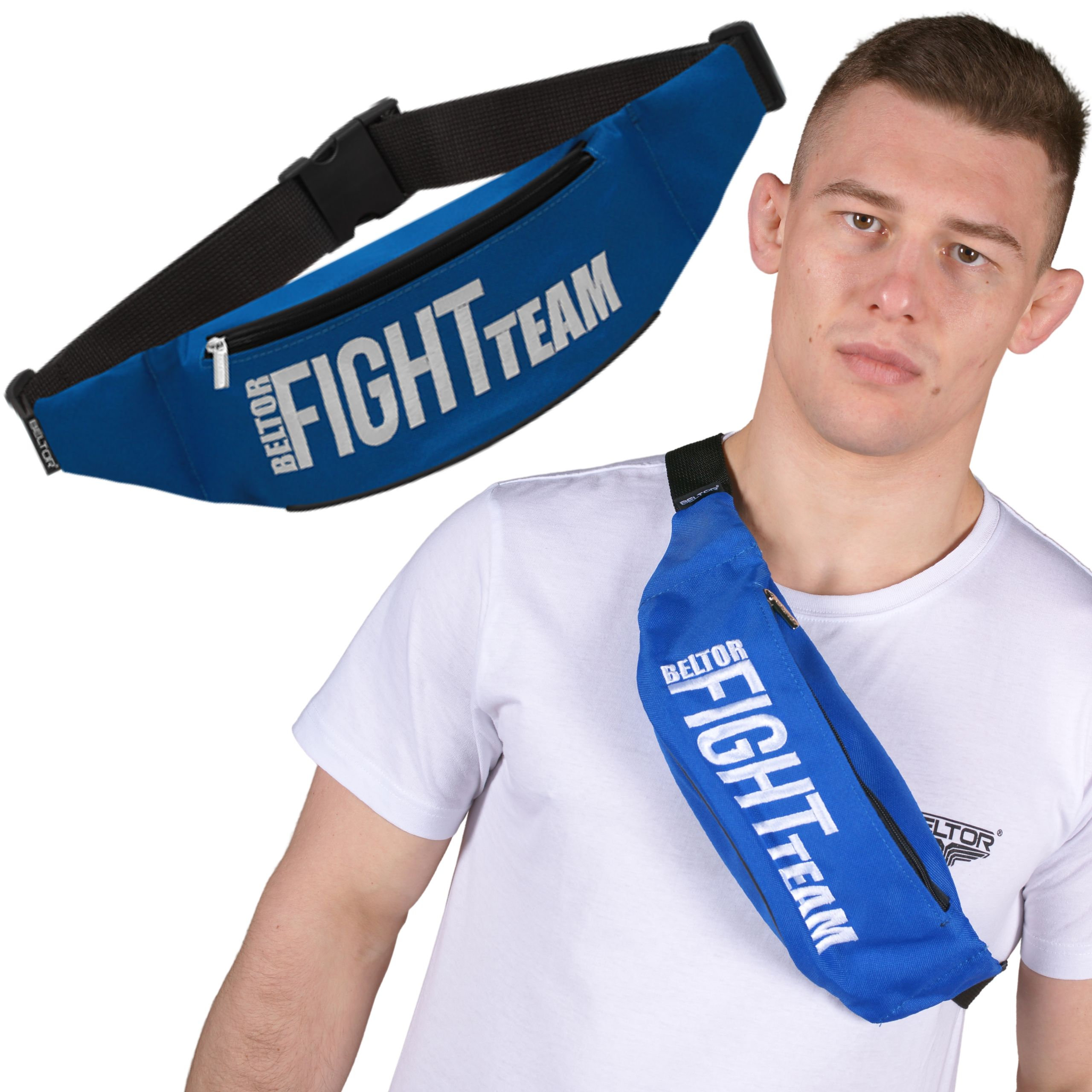 BELTOR SASZETKA BIODROWA NERKA SPORTOWA FIGHT TEAM BLUE NIEBIESKA