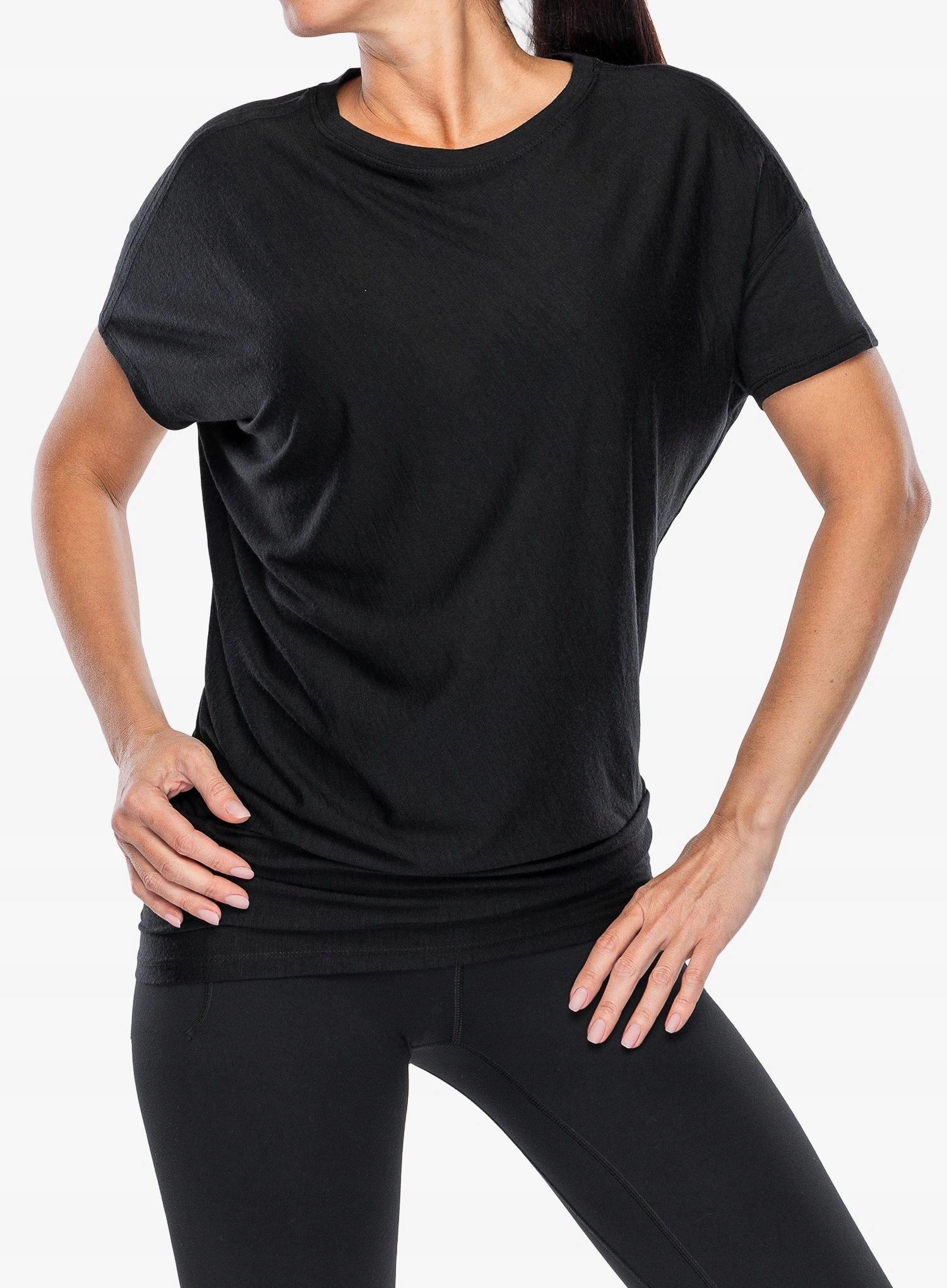 Dámské merino tričko Super.natural Yoga Loose Tee jet black Xs