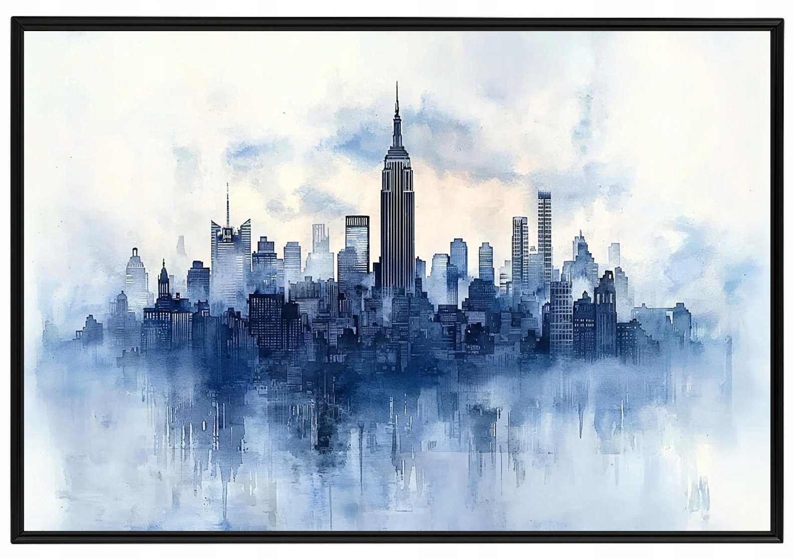 Plakát Rámeček Rámem New York Manhattan Mrakodrapy Skyline Modrý 60x40