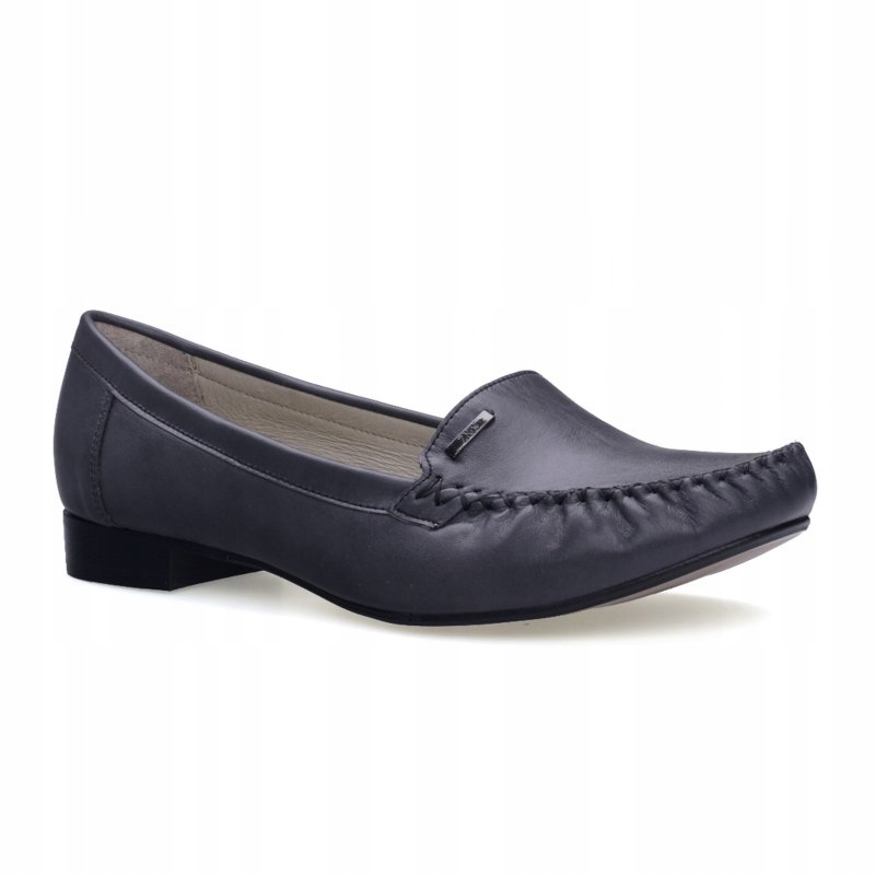 Šedé kožené měkké dámské polobotky na podpatku z mokasíny Zych 37