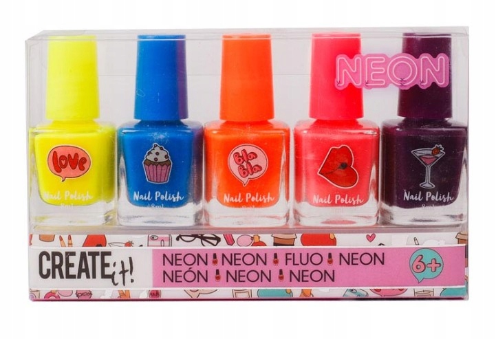 

Create It Lakiery Do Paznokci 5szt neonowe