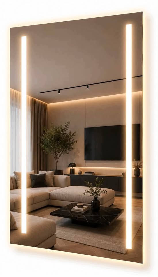 Lustro Łazienkowe Led Cob Prostokątne 140x60 cm Podświetlane Lustro Ledowe