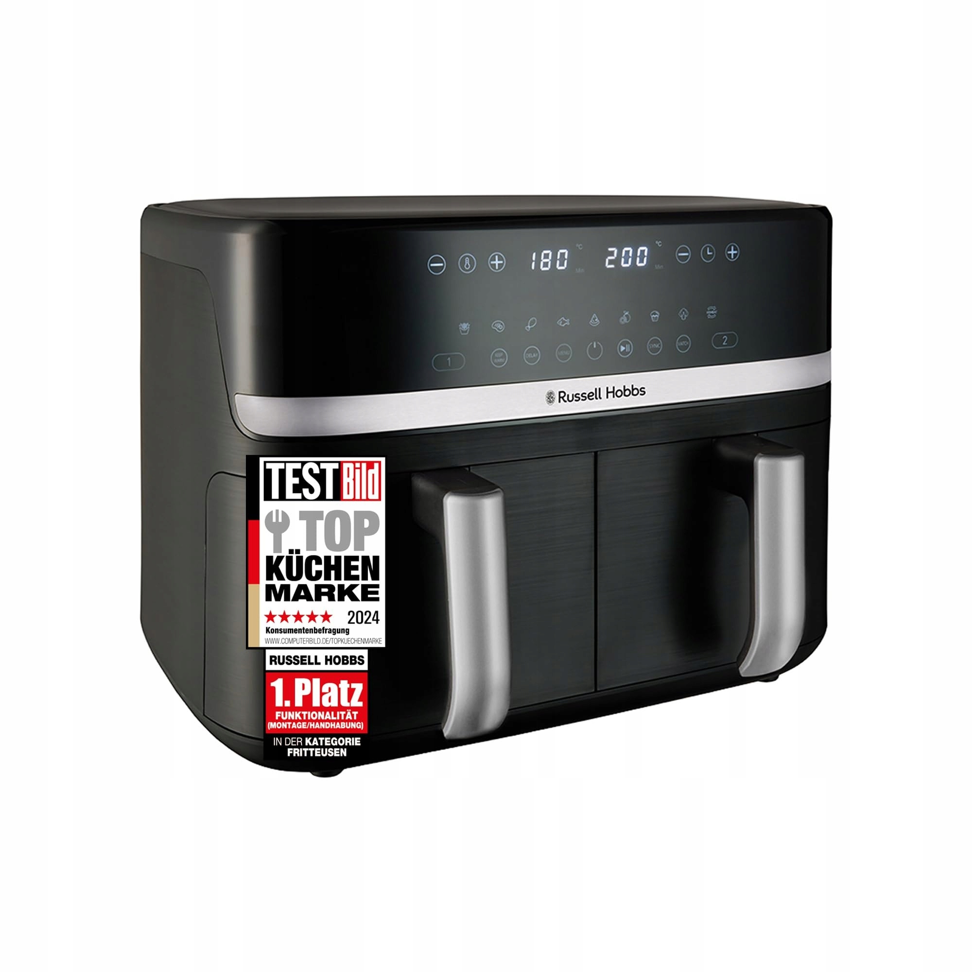 RUSSELL HOBBS Frytkownica Beztłuszczowa Satisfry Dual 9L Czarna Srebrna — miniatura 2