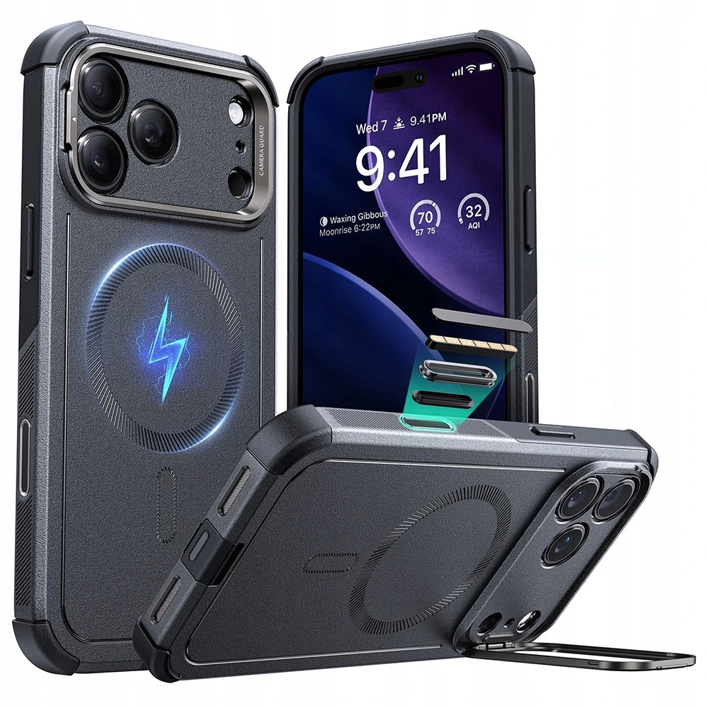 Esr Cyber Armor Kickstand Etui z podstawką na iPhone 17 Pro szare