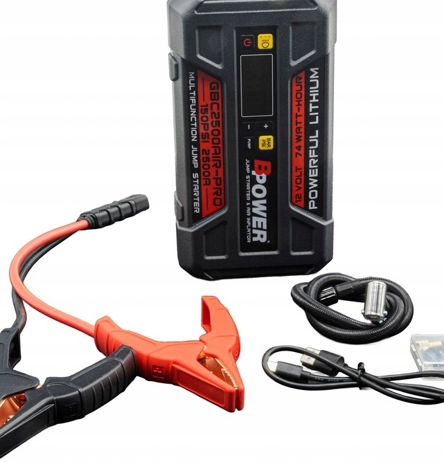 GBC2500 Air-pro Booster Rozruchowy 2500A Kompresor 40L/MIN Powerbank Usb-c