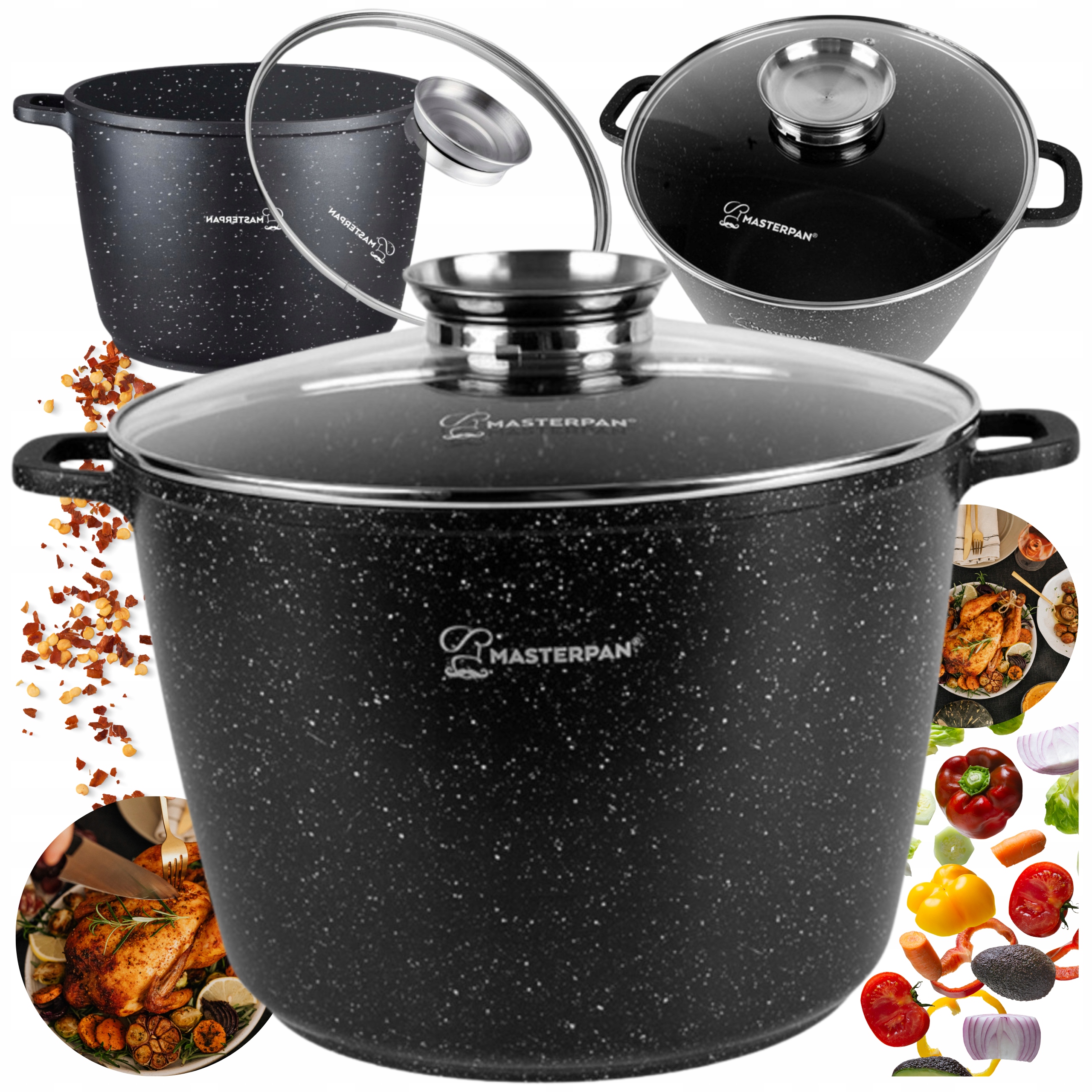 Wysoki Garnek Marmurkowy 7.0L Pokrywa Aroma Knob Solidny Garnek Rosołowy