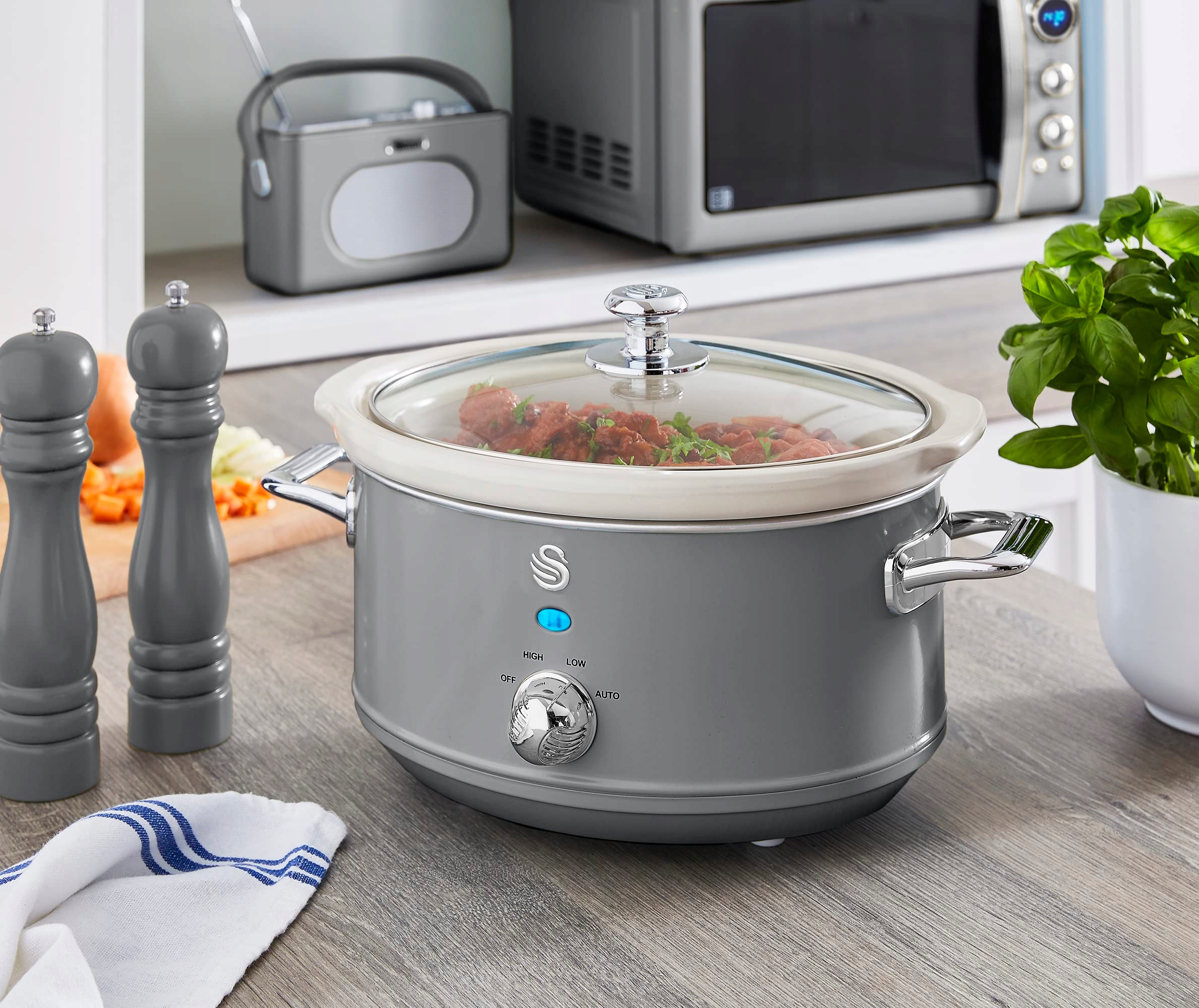SWAN Retro Wolnowar 3,5L Ceramiczny Antyadhezyjny Szary 200W 3 Temperatury — miniatura 2