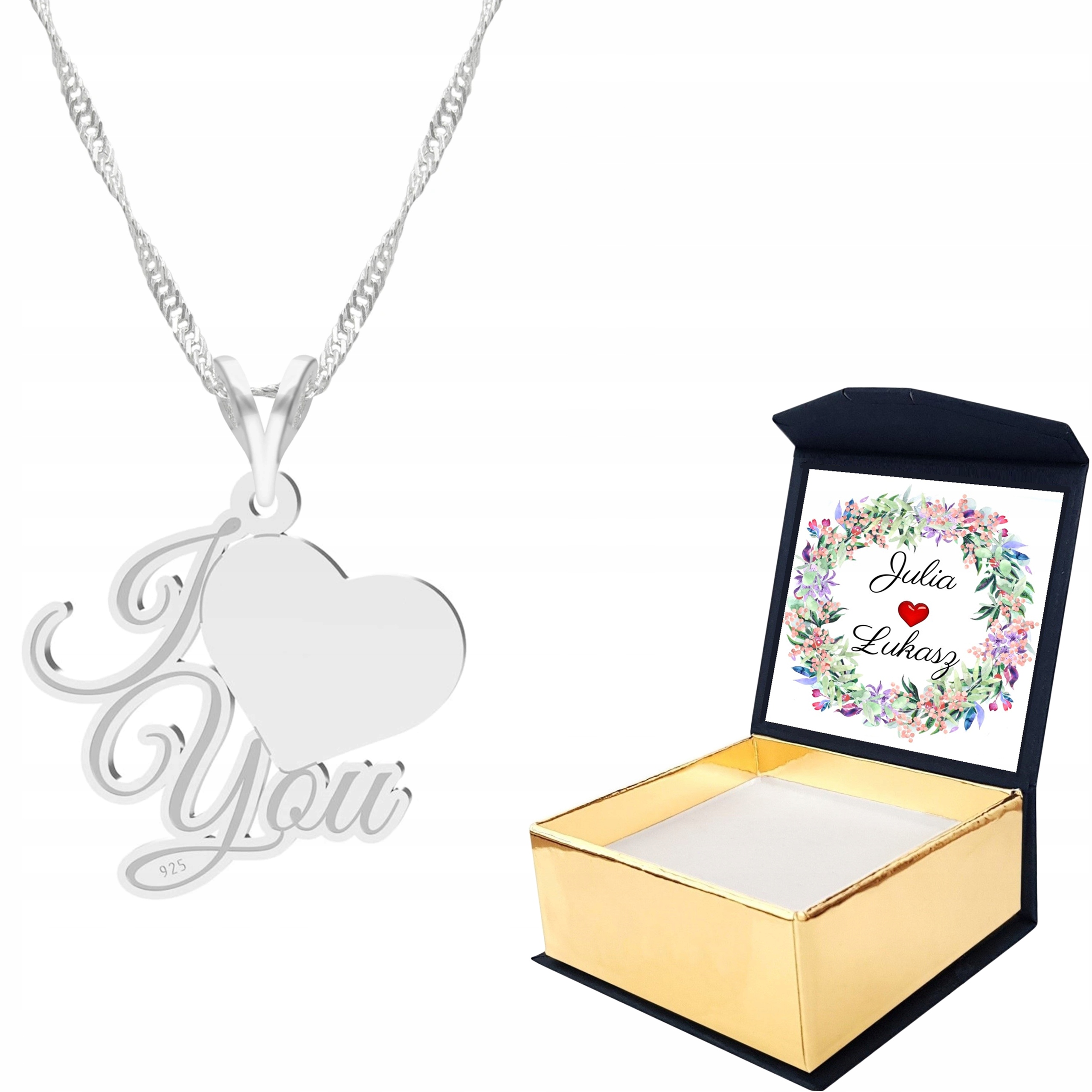 Stříbrný náhrdelník 925 I Love You Vlastní Potisk