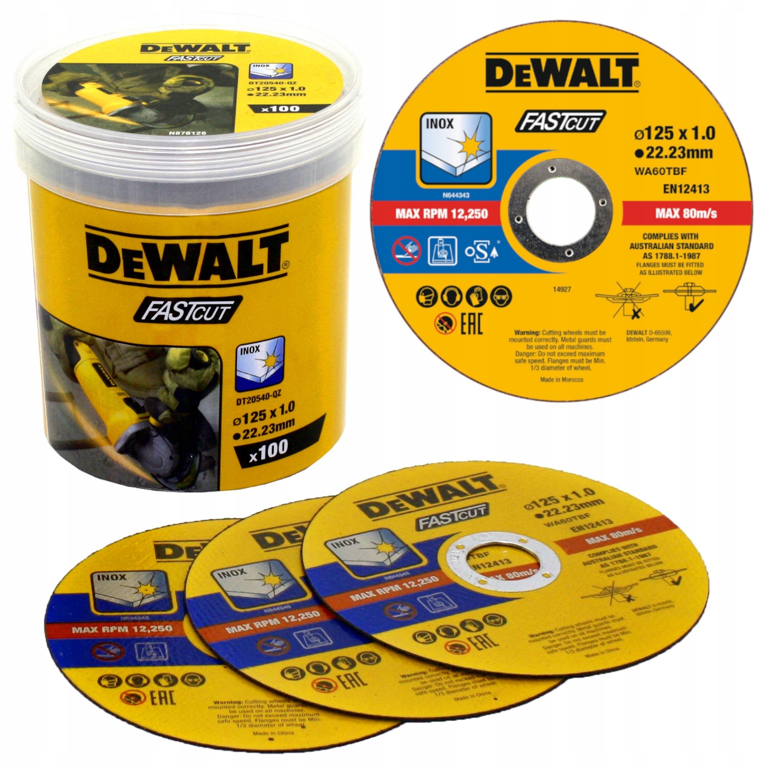 100x Dewalt Tarcza tnąca do metalu 125mm x 1mm DT43972