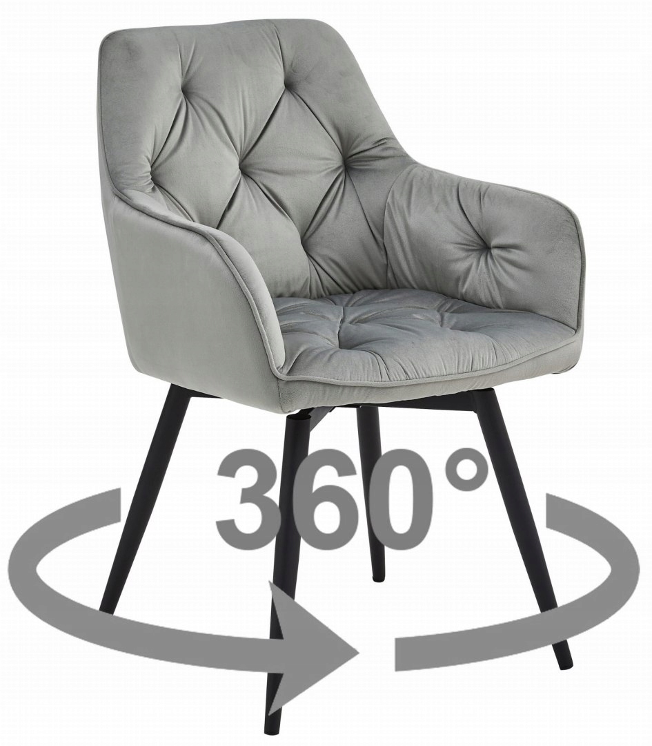 Stolička JORK360 zamat strieborno-sivý čierne nohy x 1