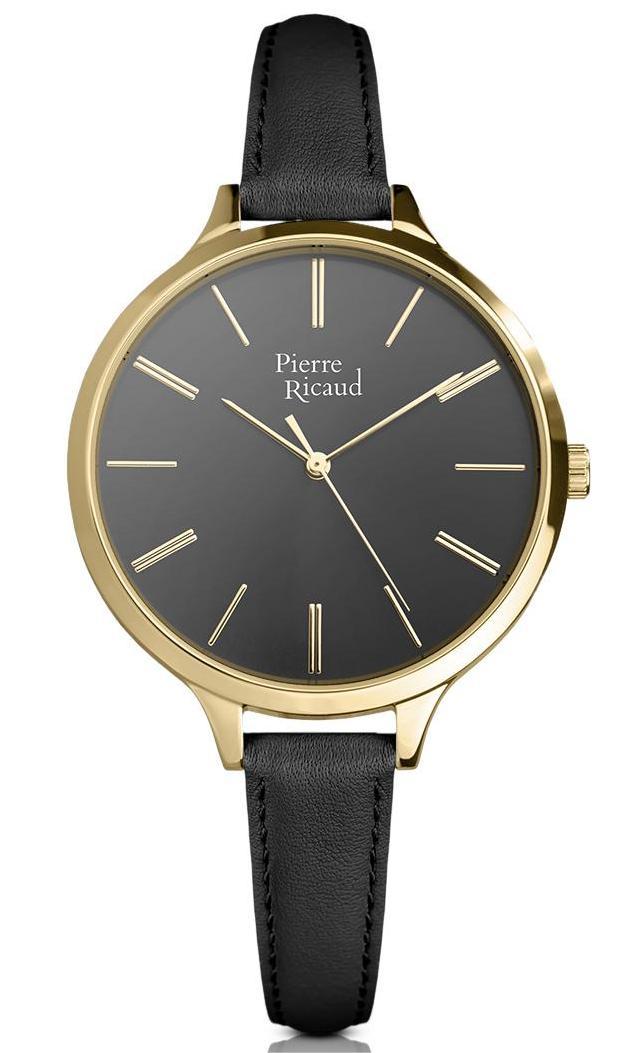 Nové Originální dámské hodinky Pierre Ricaud P22002.1217Q černé na řemínku