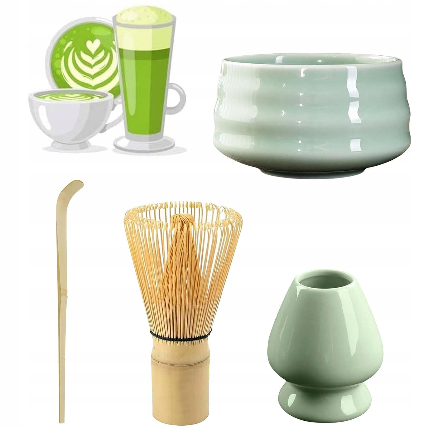 Levně Starter kit pro přípravu Matcha čaje, sada Matcha, 4dílná sada metliček na Matcha pro milovníky čaje