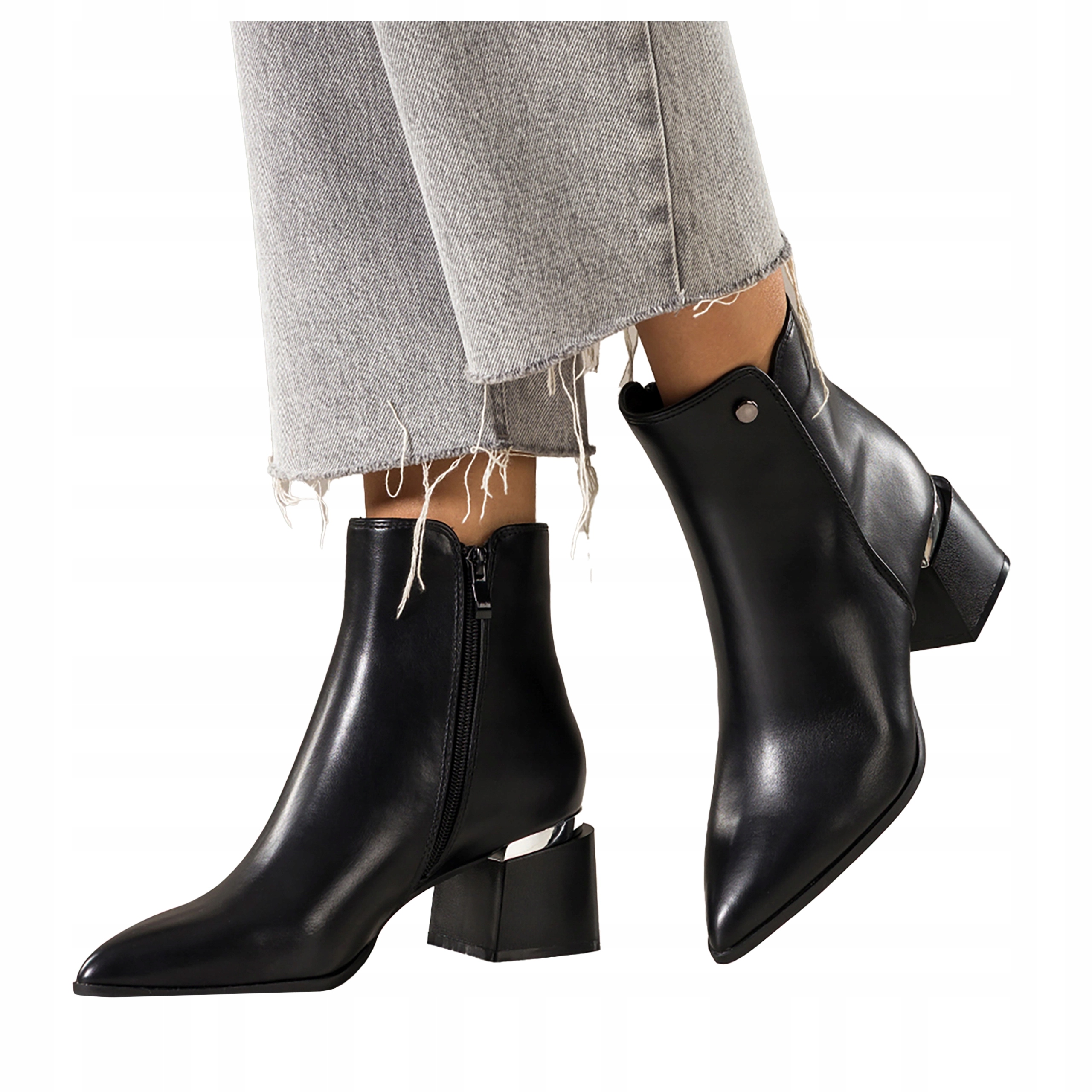 Černé dámské kotníkové boty Široký kotník Pohodlné Ozdoba na svršku Módní vel. 38