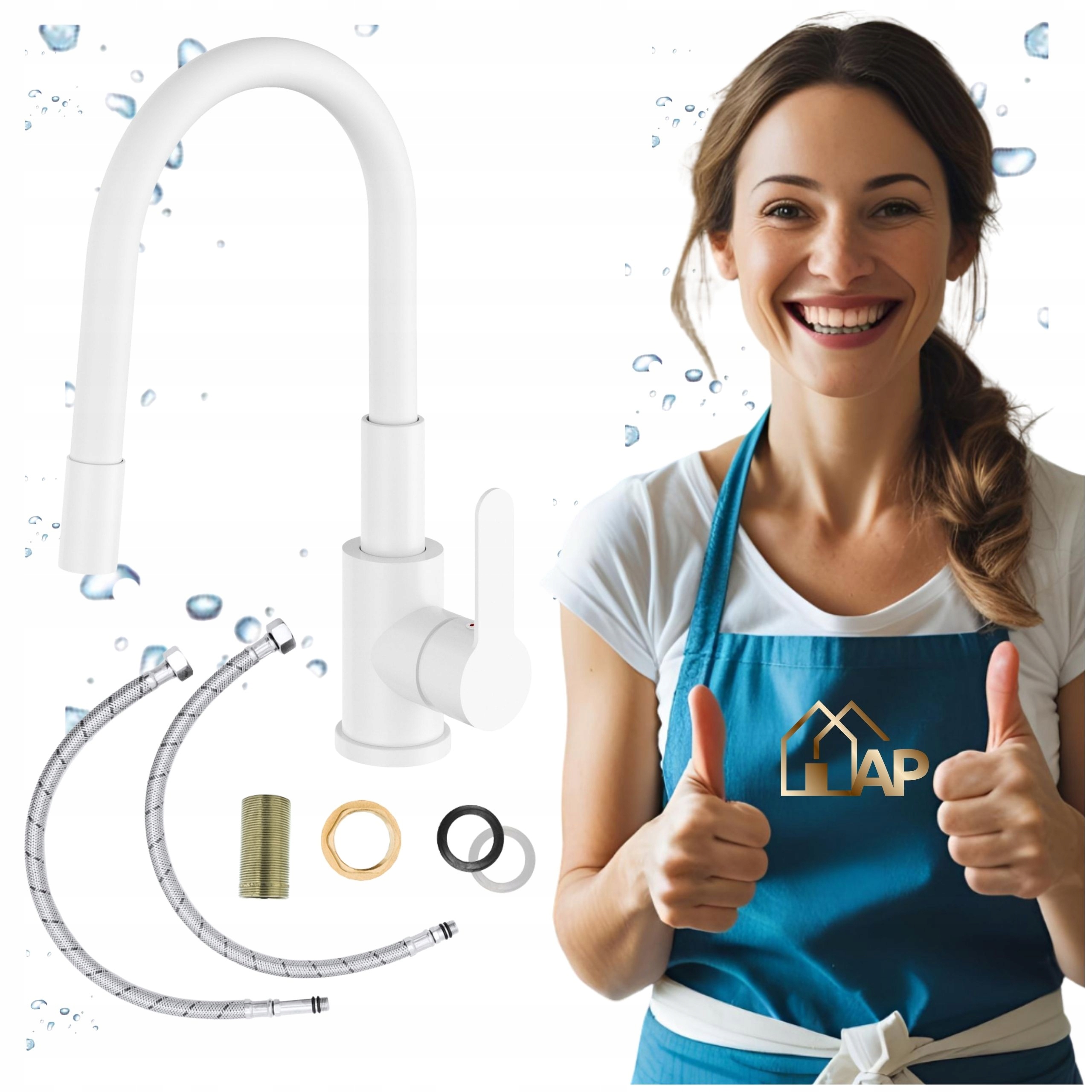 Kuchyňská Baterie Flex Stojící Flexibilní Ramínko Bílá Kohoutek pro dřez