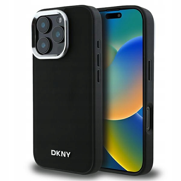 Pouzdro Pouzdro pro iPhone 16 Pro 6,3" Dkny , s logem a MagSafe, obyčejné stříbrné