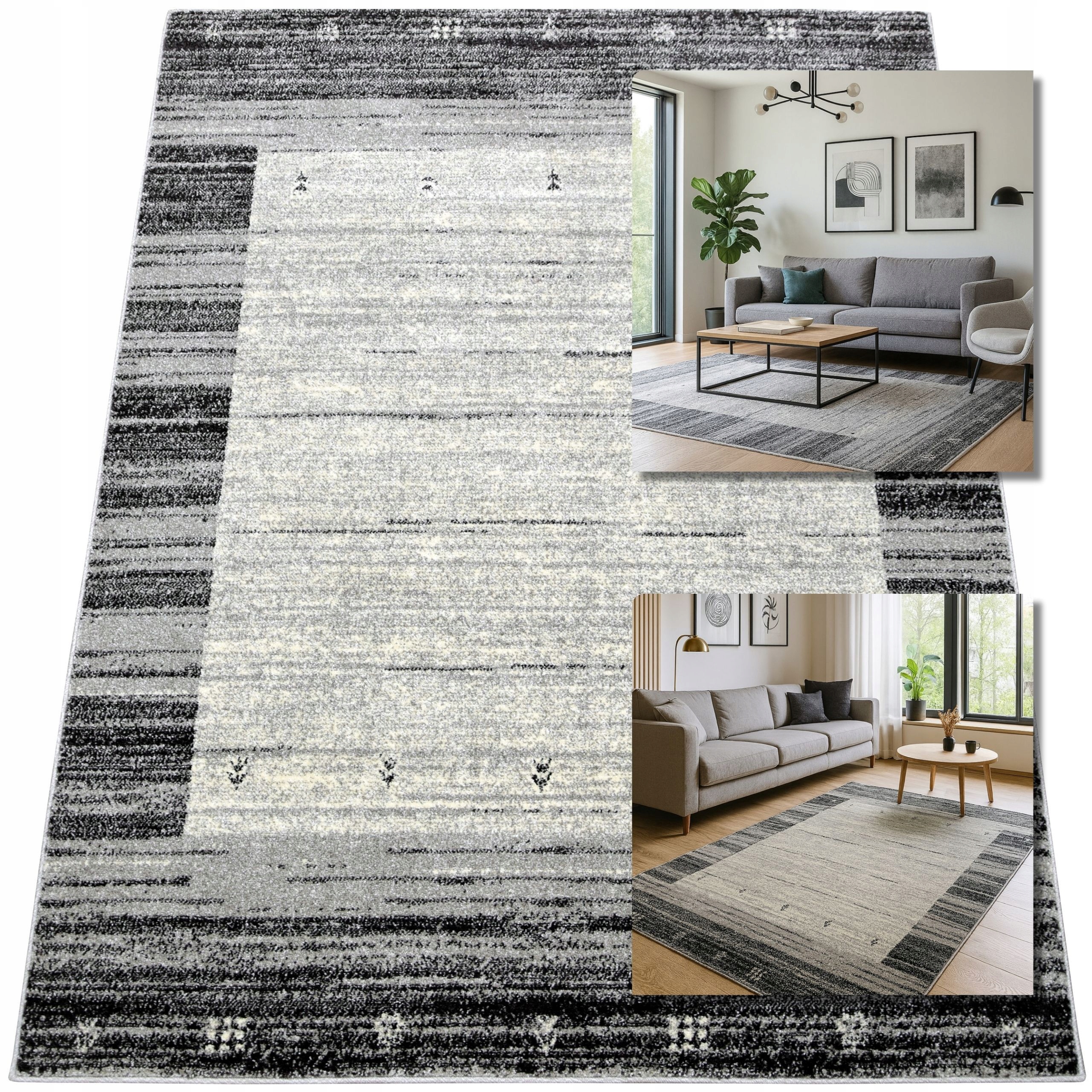 Moderní Koberec Šedý Módní Koberec Do Obývacího Pokoje Adventure 15 mm 80x150