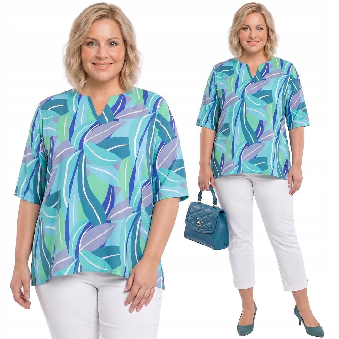 Zelená halenka s plus size vzorem velikost 56/58