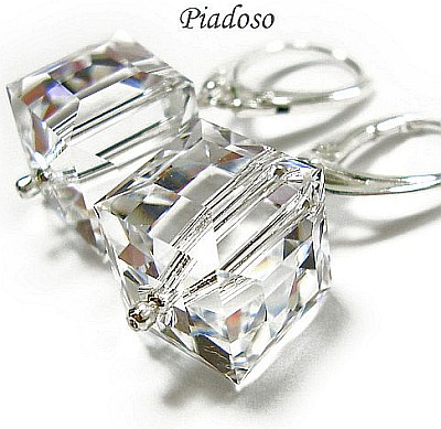 Krásné krystaly Velké Náušnice Stříbro 12 mm