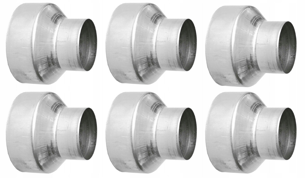 Pozinkovaná lisovaná redukce fi 200/100 mm pro větrání Set 6 Kusů
