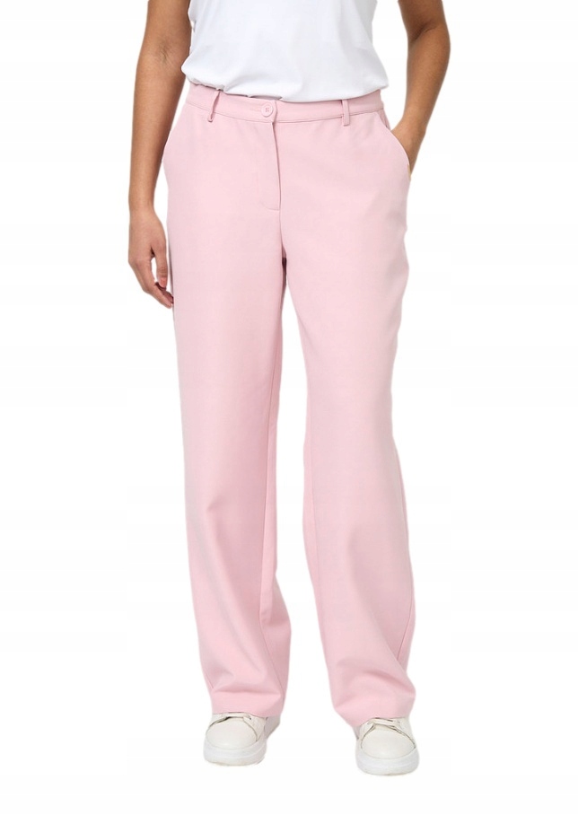 Elegantní Jednoduché Kalhoty Pudrová Růžová Elton E511 44