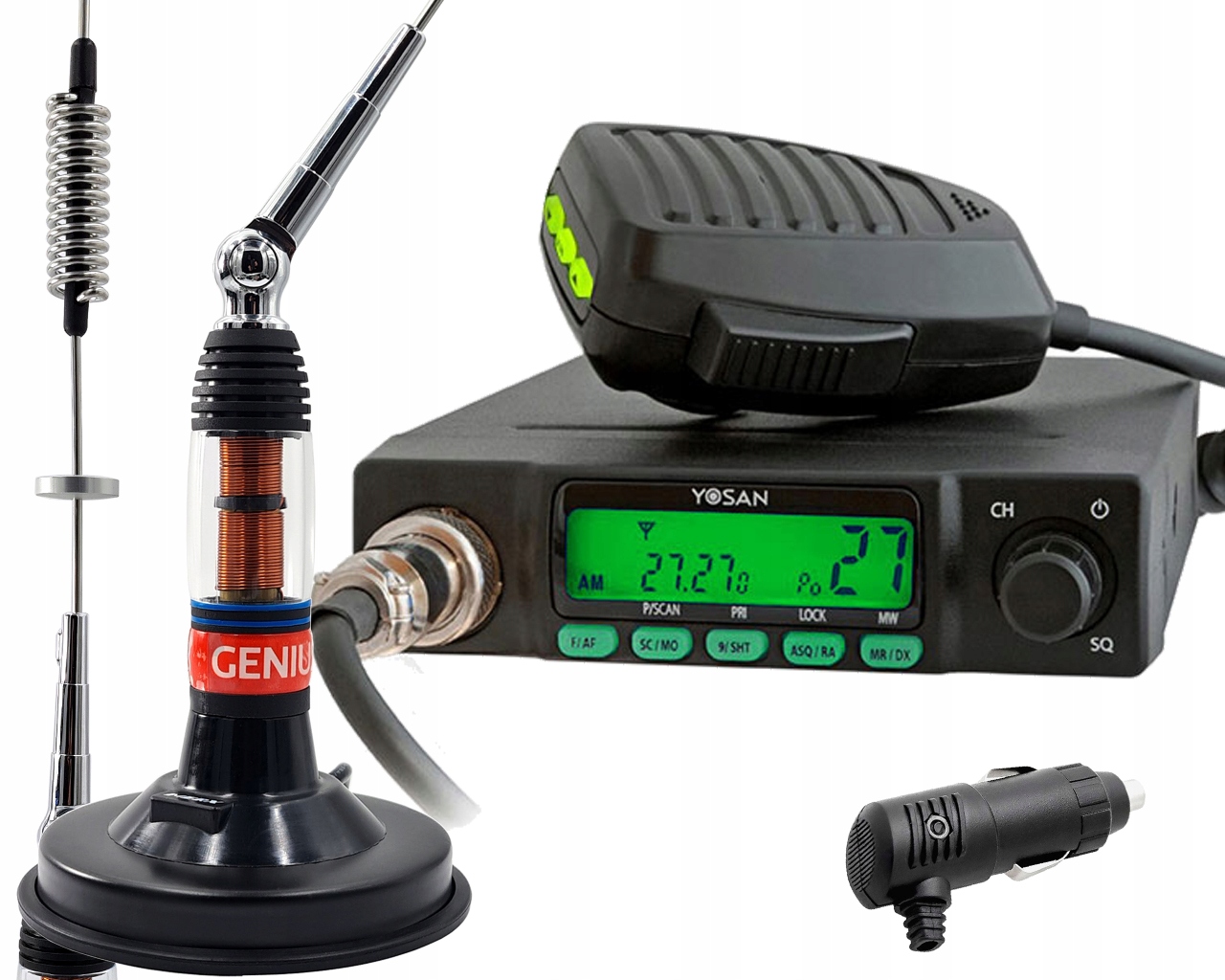 anténa Cb 80 cm s postojem 12 cm Rádio Yosan Cb 300 mikrofon se změnou kanálů