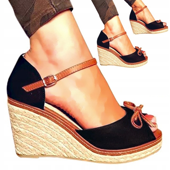 

Sandaly Na Koturnie Damskie Espadryle Czarne 37