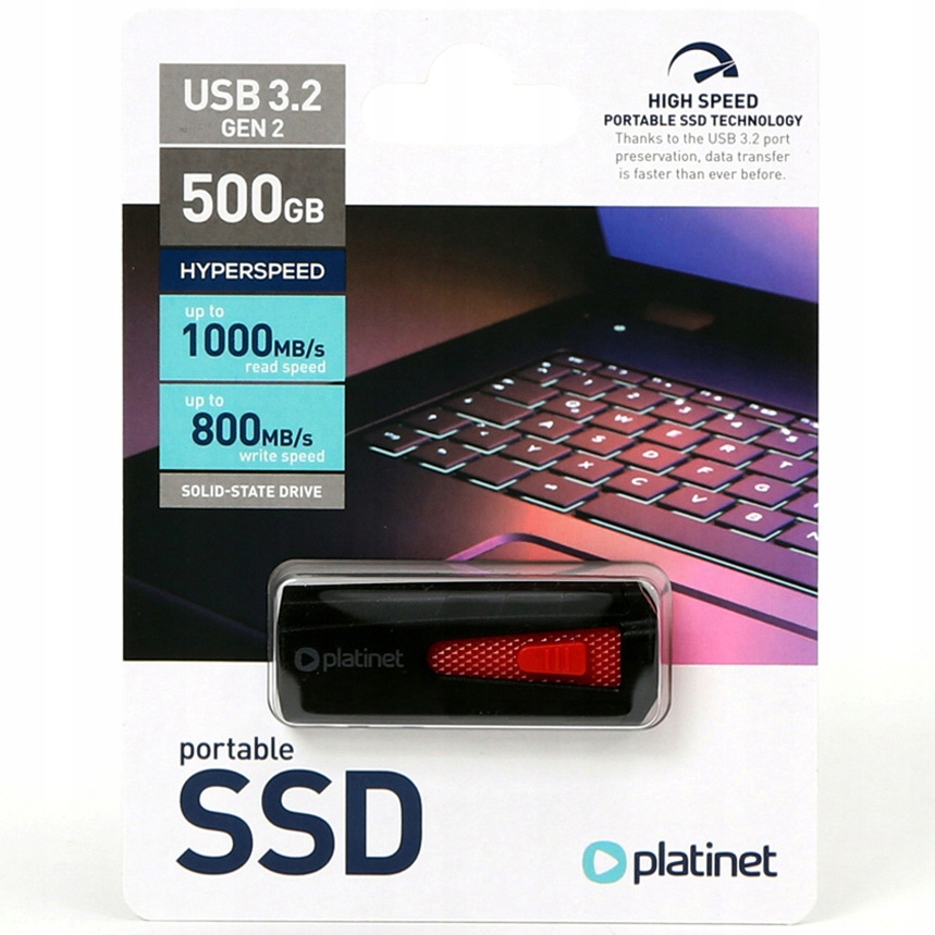 Disque SSD Portable Platinet USB 3.2 500 Go