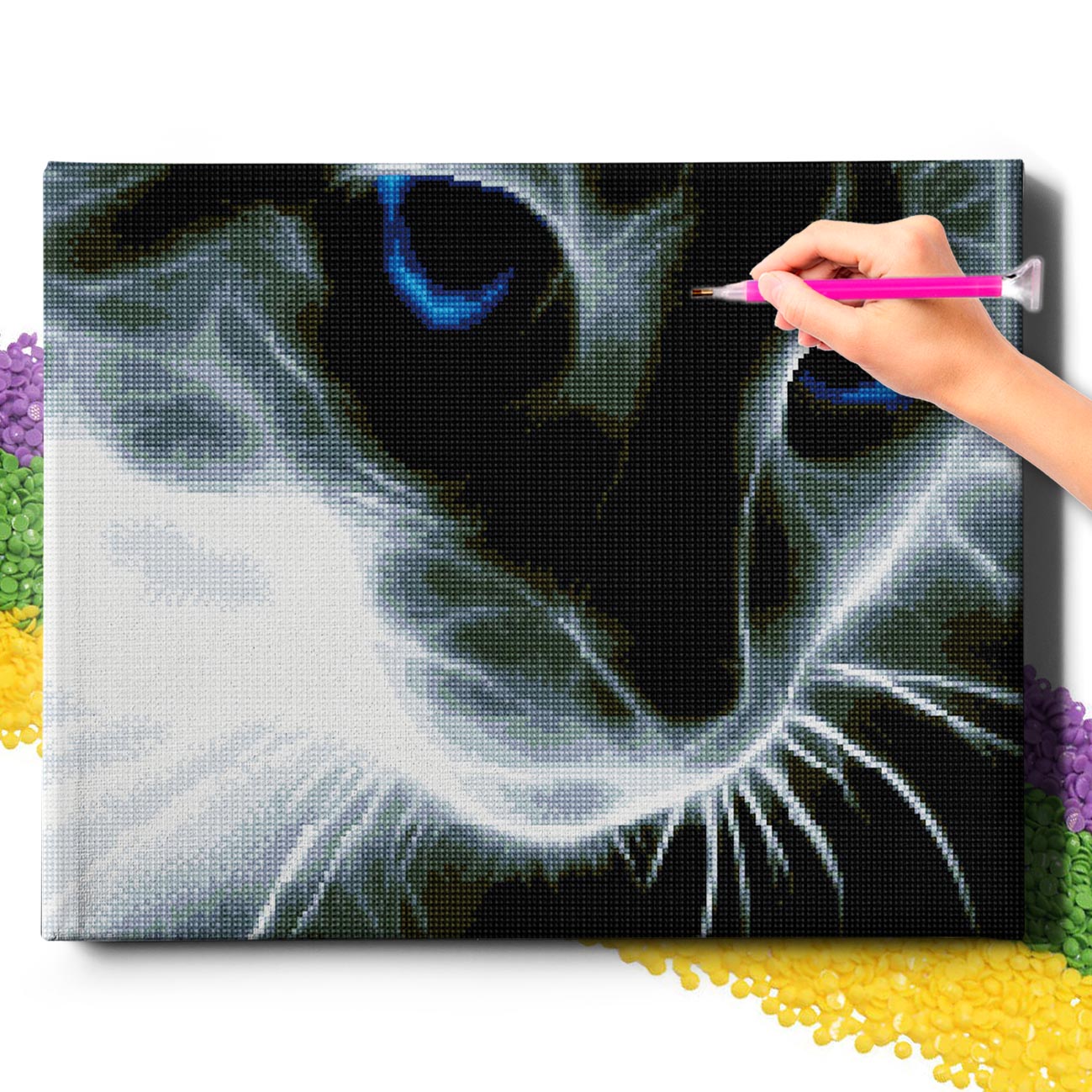 Diamond Painting 5D s Ramou Výšivka Diamantová Velká Kočka Mozaika 40x50 cm