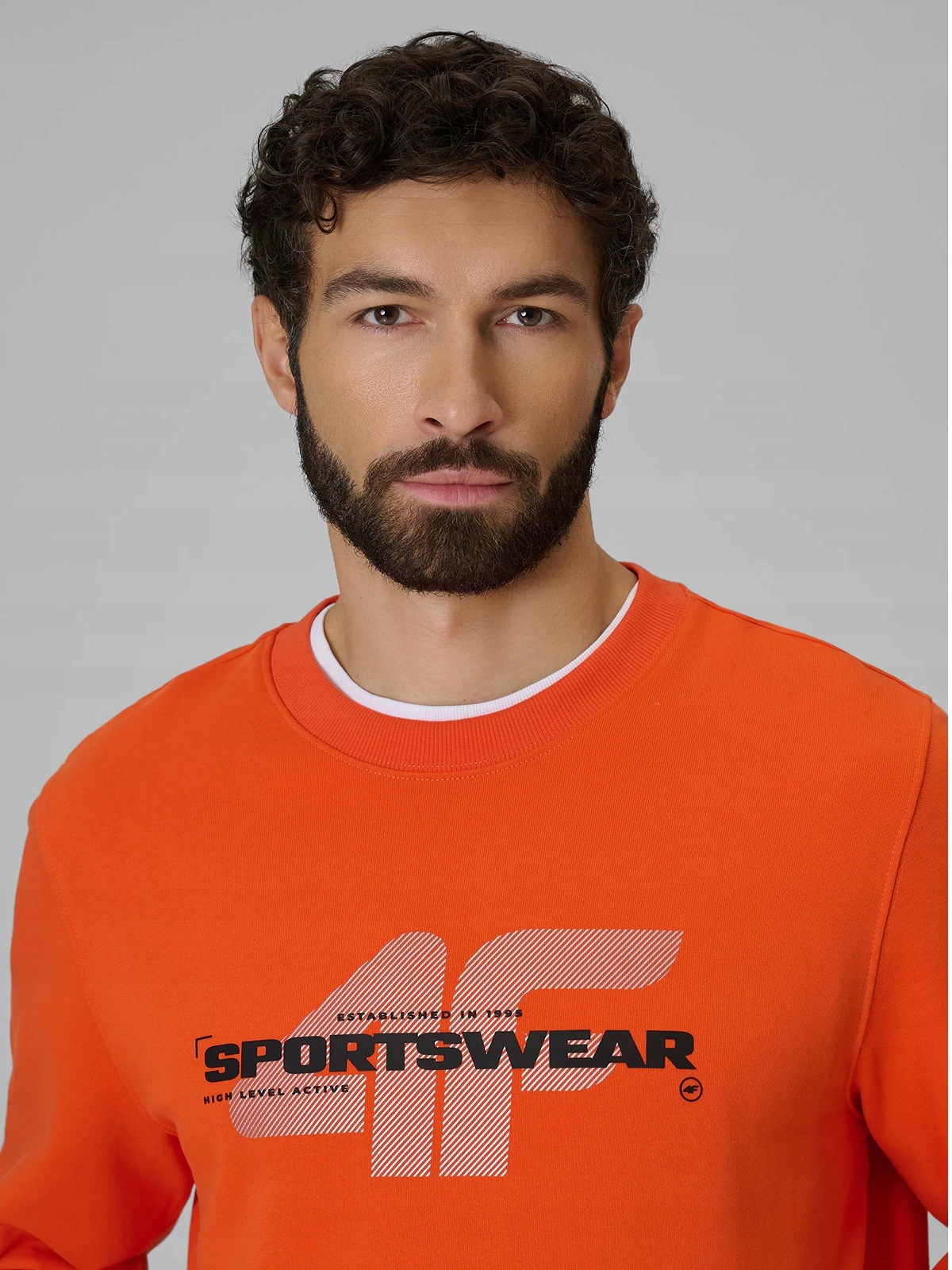 4F Pánská Mikina Regular Bez Kapuce S Potiskem M2237 Oranžová M