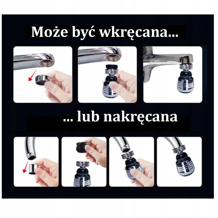 Przedłużka do kranu, baterii, Perlator - krótka, Regulacja strumienia wody