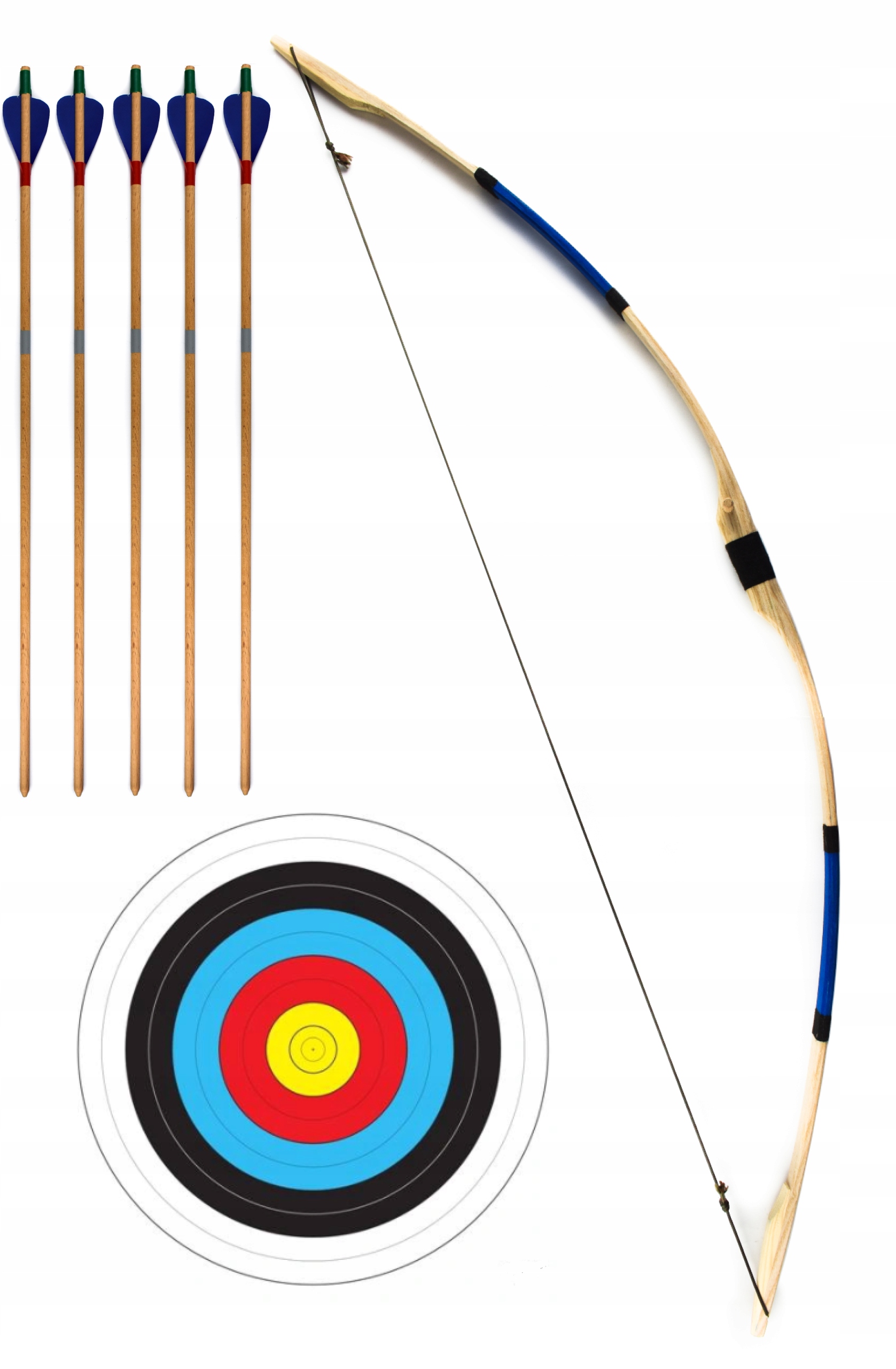 

Łuk Drewniany 115cm 5 Strzał Tarcza Zestaw Nieb