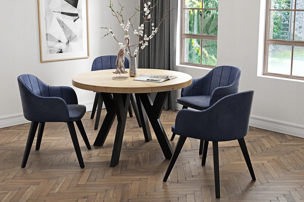 ZESTAW PORTO rozkładany STÓŁ 110 i 4 krzesła loft Marka Mebtrans