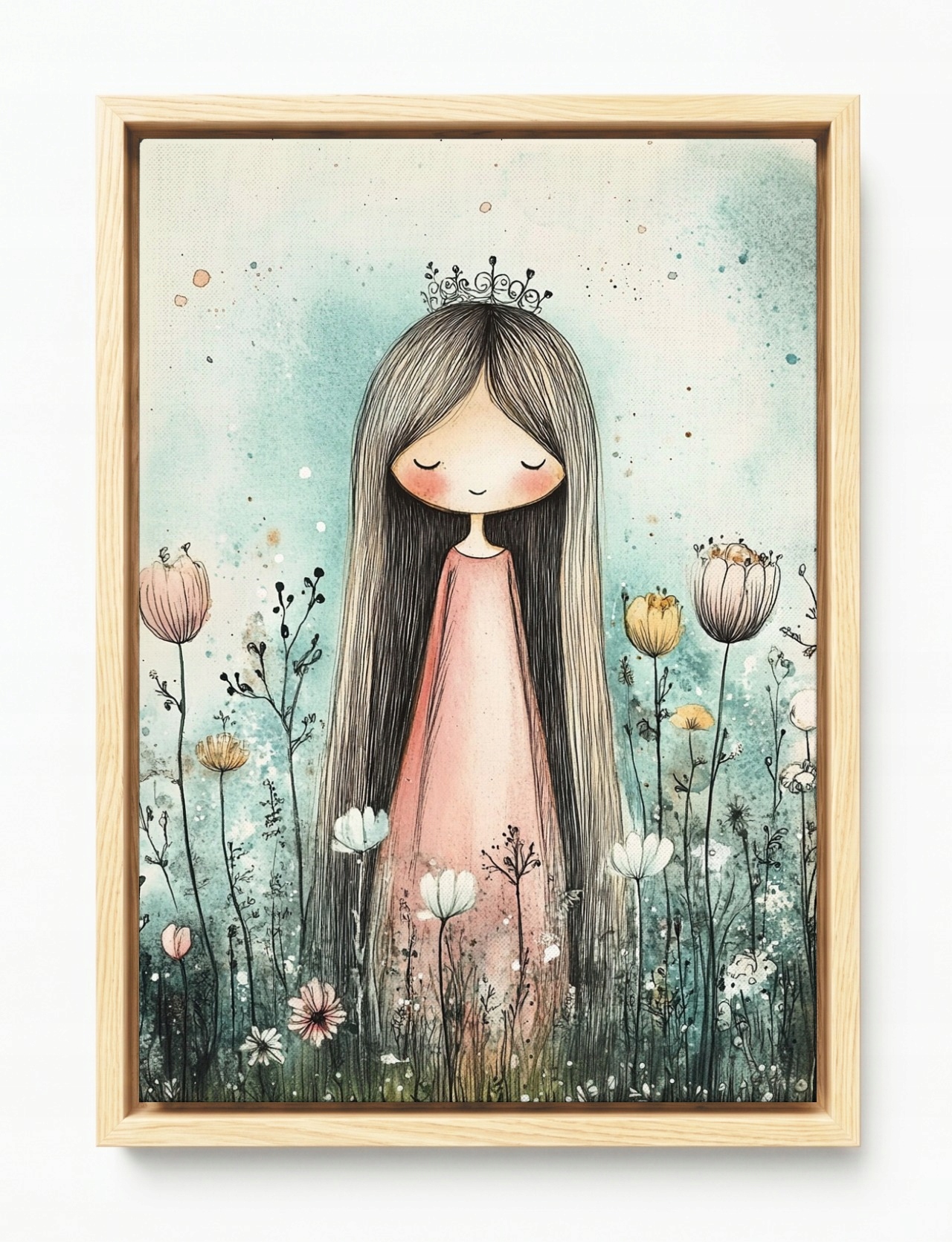 Obraz Rám Americký Box Dívka Princezna Zahrada Květiny Jaro 80x120