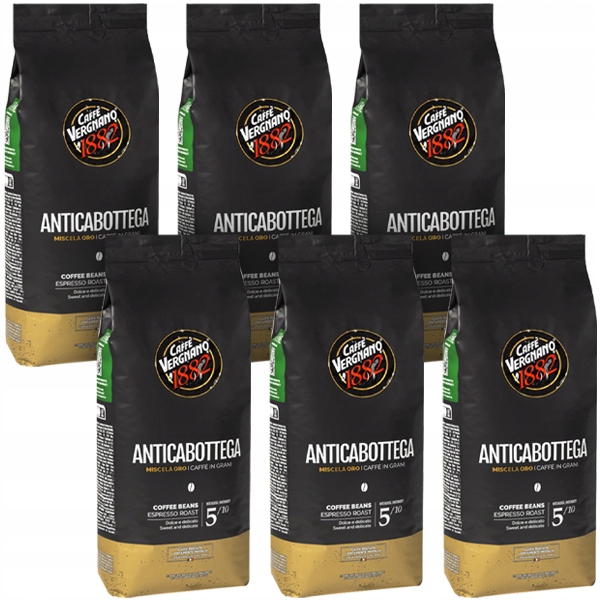 Levně 6 x Káva zrnková Vergnano Antica Bottega 1 kg sametová a jemná
