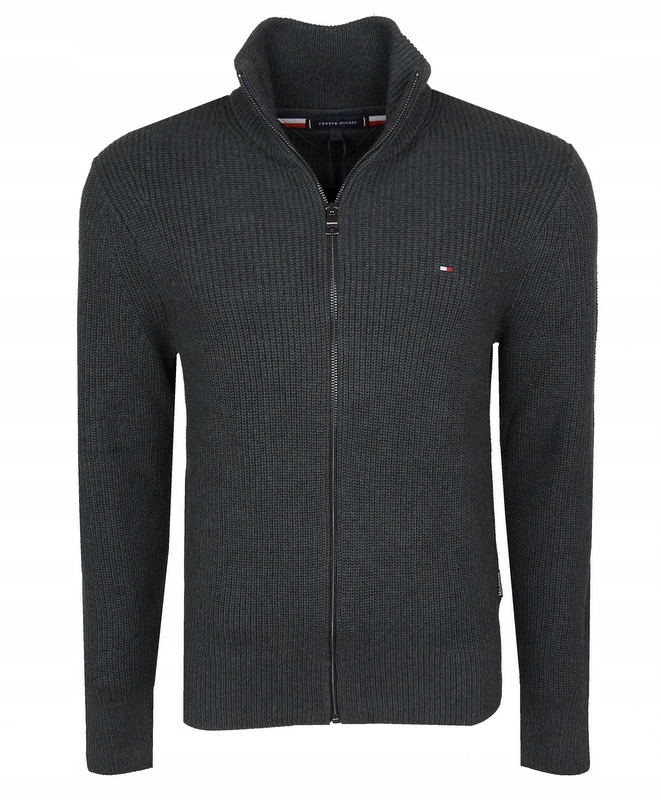 Tommy Hilfiger pánský svetr, rozepínací, bavlněný, šedý, S