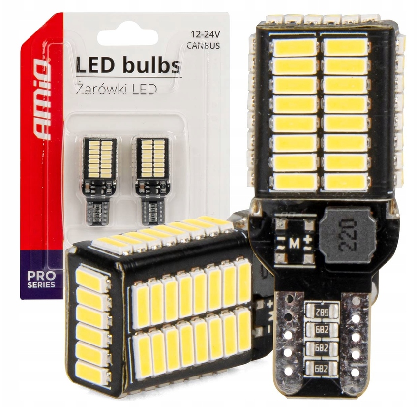 2 x Żarówka Led Amio W16W T15 Wsteczne Cofania Mocne Canbus 54DIODY 12V 24V