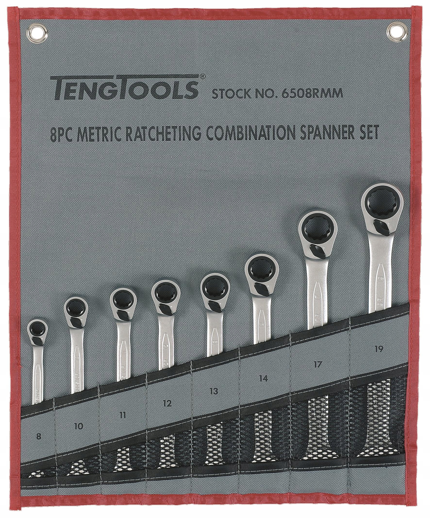 Sada plochých kľúčov s račňou Teng Tools 6508RMM