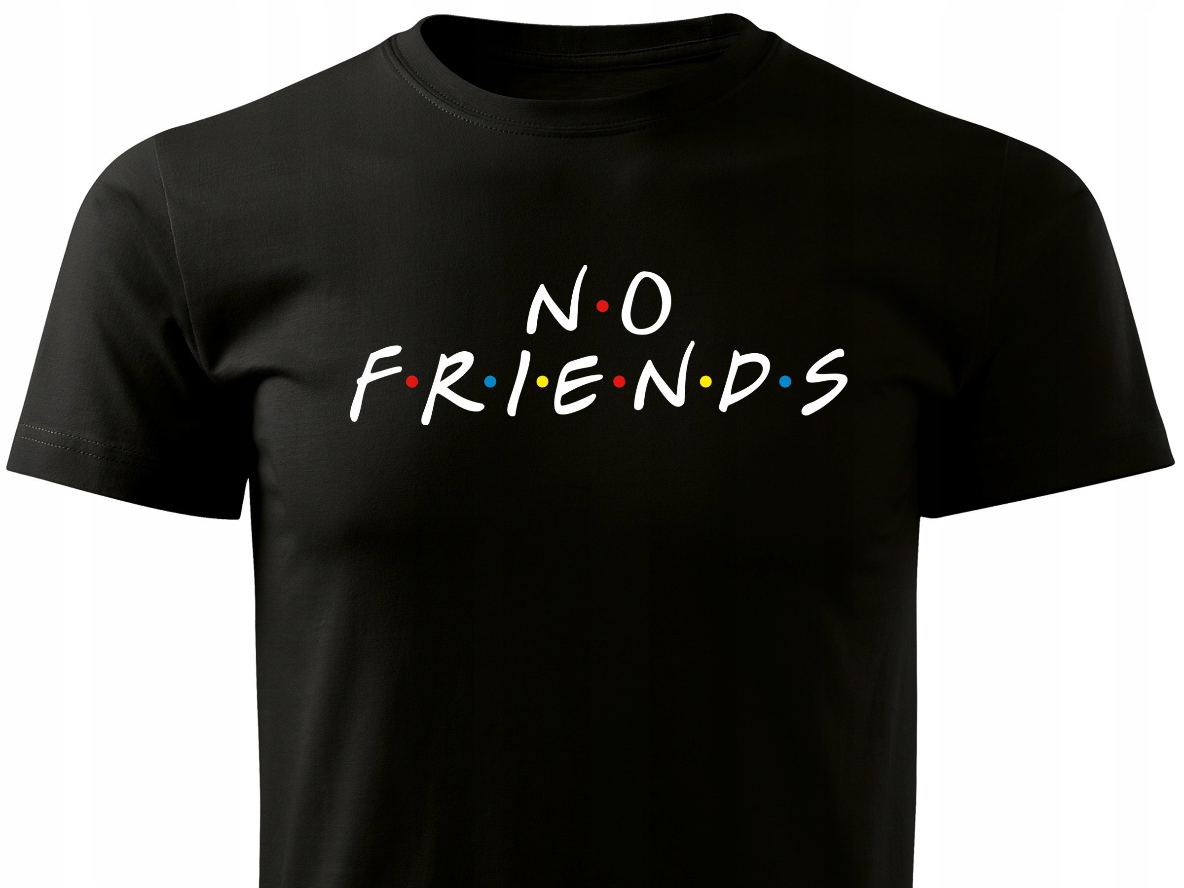 

Czarna koszulka T-shirt na lato nadruk No Friends